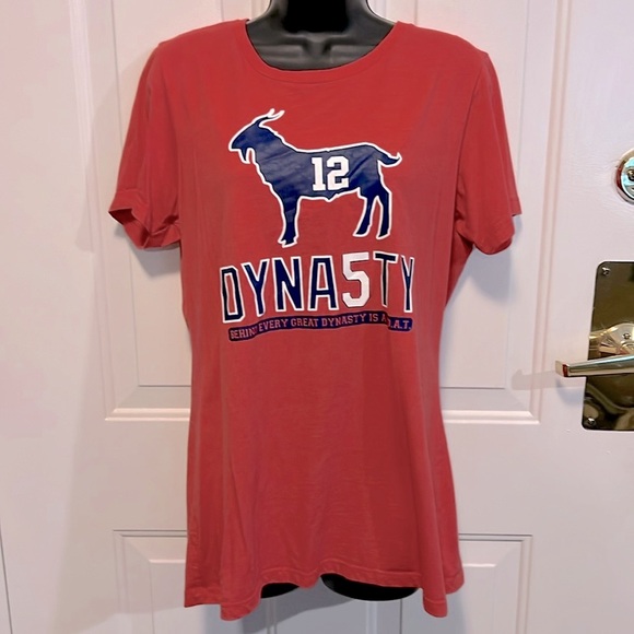 🏈 VTG NEW ENGLAND PATRIOTS #12 TOM BRADY COTTON DYNASTY GOAT TSHIRT Women’s XXL - Picture 2 of 6
